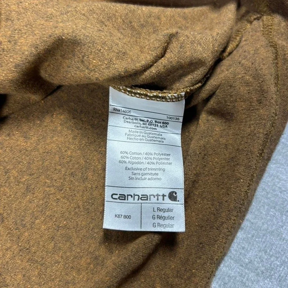 Carhartt K87 Mens Brown Heathered Pocket T-Shirt Workwear Short Sleeve Tee Large
